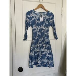 Alquema NWT Cloud Crinkle Handmade Dress Wedding Guest Blue‎ Size 0 XS